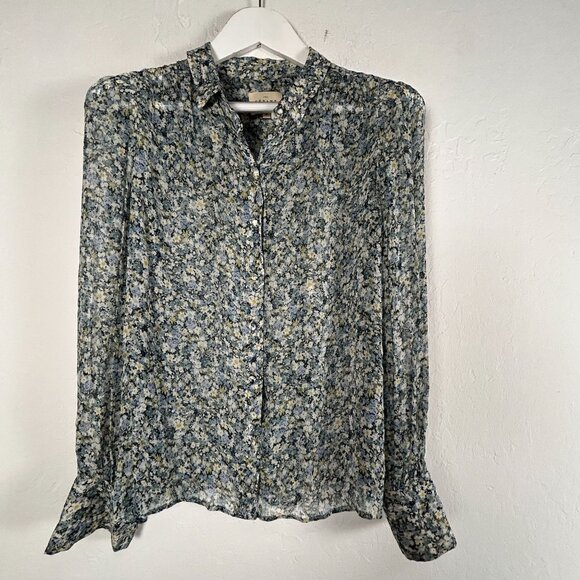 Sézane Womens Floral Long Sleeve Button Up Blouse Top Size 36 Multicolor Casual - Picture 1 of 8